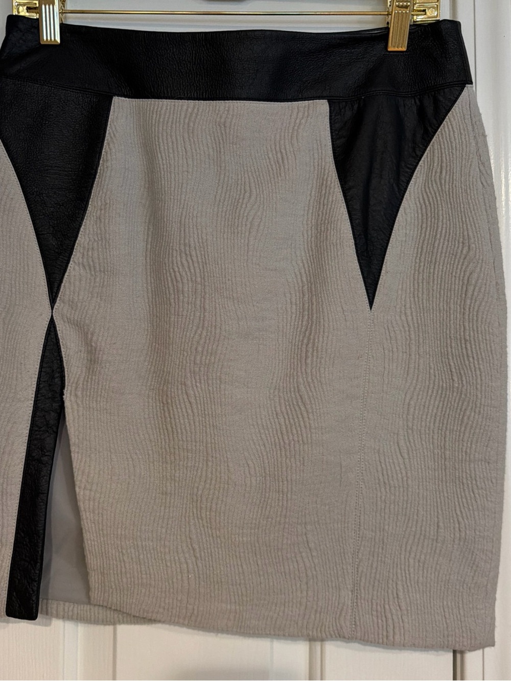 Helmut Lang grey mixed media Blk leather trim six 4
